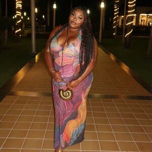 Colorful Backless Women's Dress